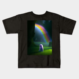 RAINBOW AND GHOSTLY FIGURE ON HALLOWEEN Kids T-Shirt